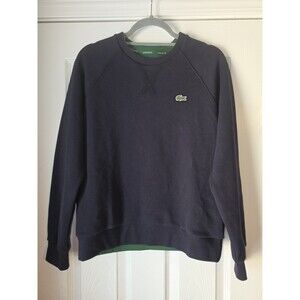 Lacoste Women's Crew Neck Piqué Sweatshirt XS Size 34 Navy Blue Preppy Croc